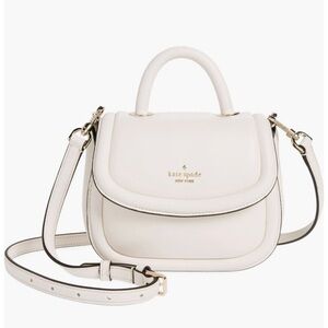 kate spade Puffy Mini Handle Crossbody Bag Leather Parchment Winter White NWT